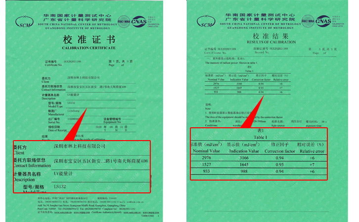 LS132UV能量計(jì)校準(zhǔn)證書(shū) LS132UV能量計(jì)校準(zhǔn)證書(shū)