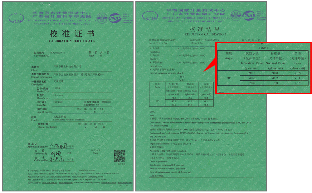 LS193產(chǎn)品校準證書 LS193產(chǎn)品校準證書